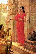 Raja Ravi Varma Lady Giving Alms Spain oil painting artist